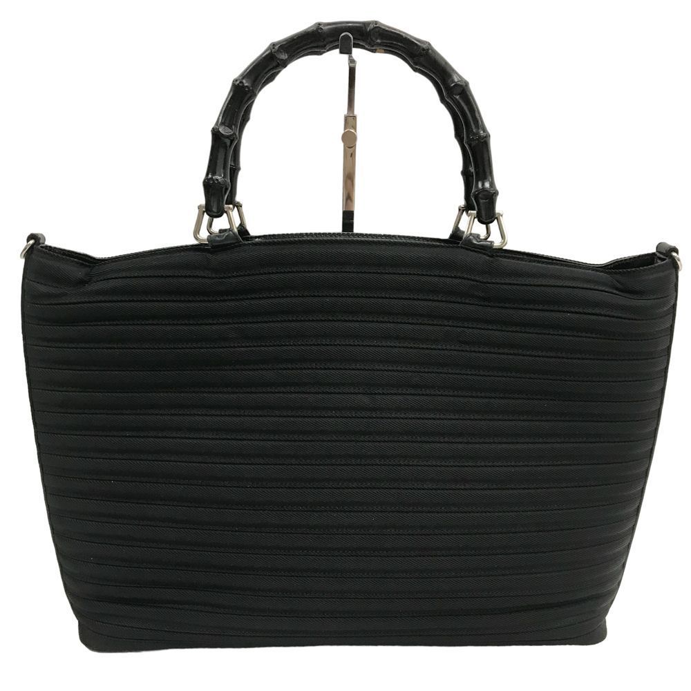 Gucci Bamboo Shoulder Bag Diagonal Black Canvas Enamel Detachable Strap - Picture 4 of 16